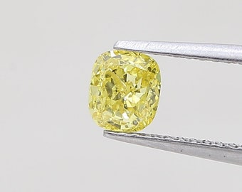 0.52 Carat Fancy Vivid Yellow Diamond Cushion Modified Brilliant Diamond 100% Natural GIA CERTIFIED Diamond