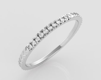 Natural Diamond Ring Round Brilliant Cut White Diamond For Anniversary Ring In 14K White Gold