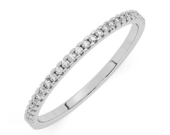 Natural Diamond Half Eternity Ring Round Brilliant Cut Diamond Ring In 14K Rose Gold