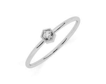 Natural Diamond For Anniversary Diamond Ring Gift For Her Valentine Ring In 14K White Gold