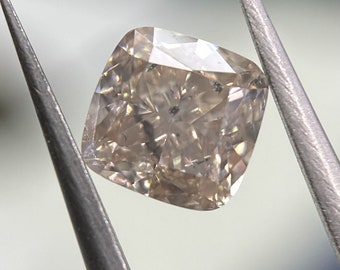 0.65 Carat Fancy Light Pinkish Brown Diamond Cushion Brilliant Diamond Shape 100% Natural GIA CERTIFIED Diamond