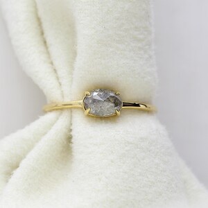 Salt and Pepper Diamond Ring: 0.91 Carat Cushion Cut, 14K Gold Solitaire