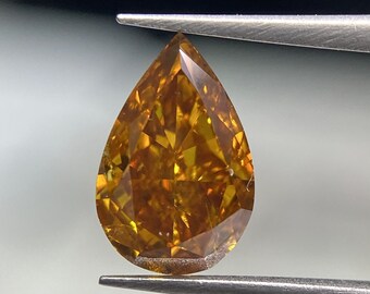 0.58 Carat Fancy Deep Brownish Yellowish Orange Diamond Pear Modified Brilliant Diamond Shape 100% Natural GIA CERTIFIED Diamond