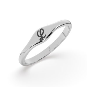 Anillo con letra grabada personalizada, diseño personalizado, regalo para ella, anillo de banda para ella, regalo de San Valentín.