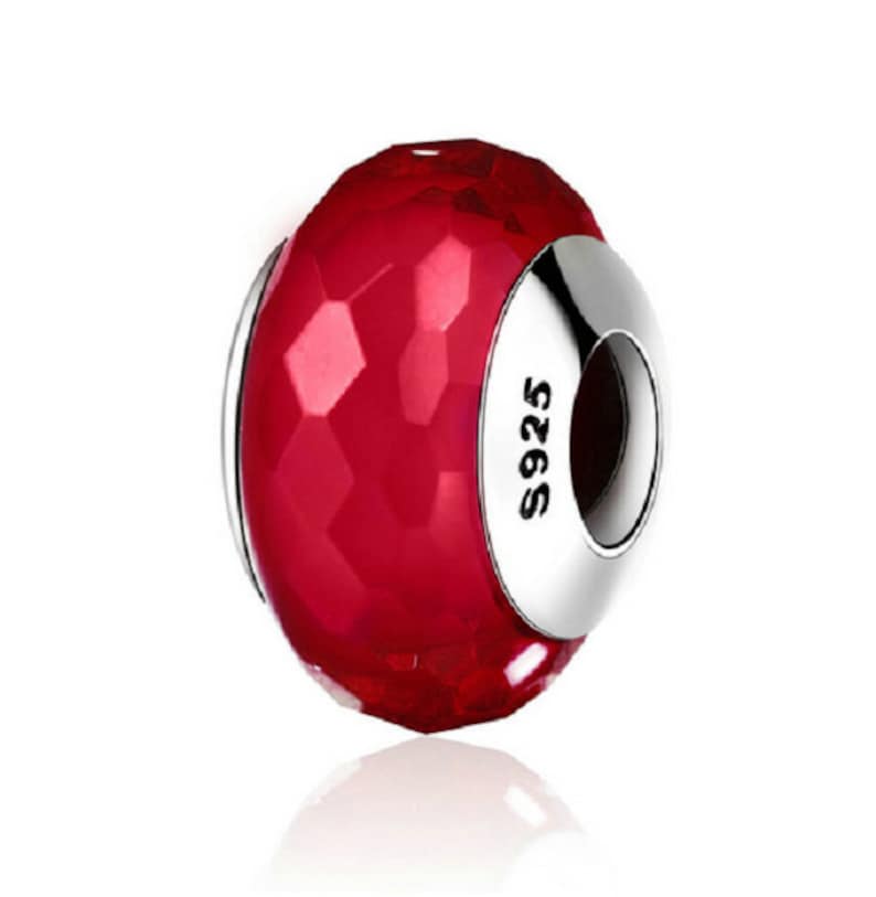Elegant Red Murano Glass Beads Charm 100 925 Sterling Silver Etsy