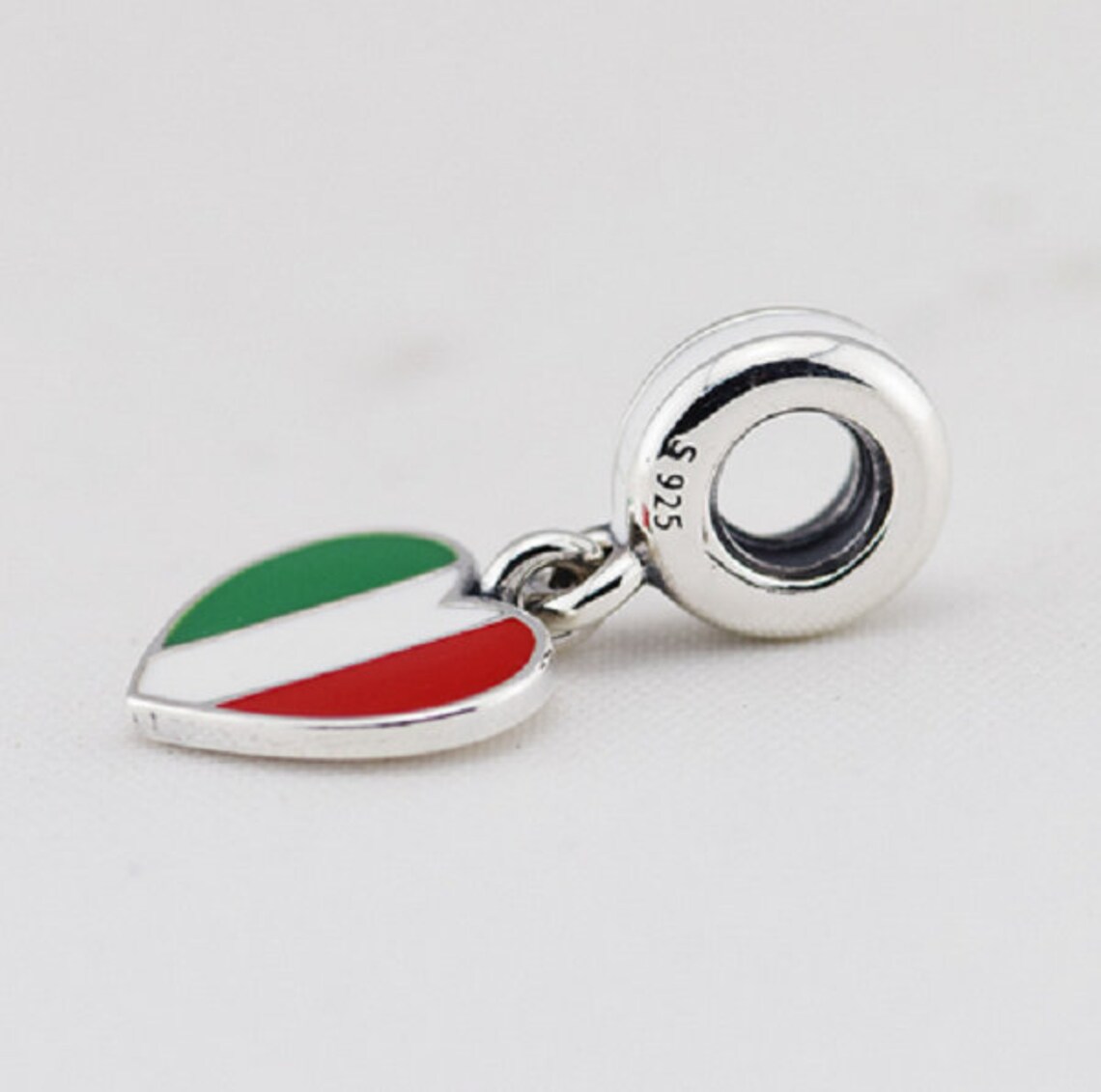 Italy Heart Flag Beads Charm 100 925 Sterling Silver Fit for Etsy