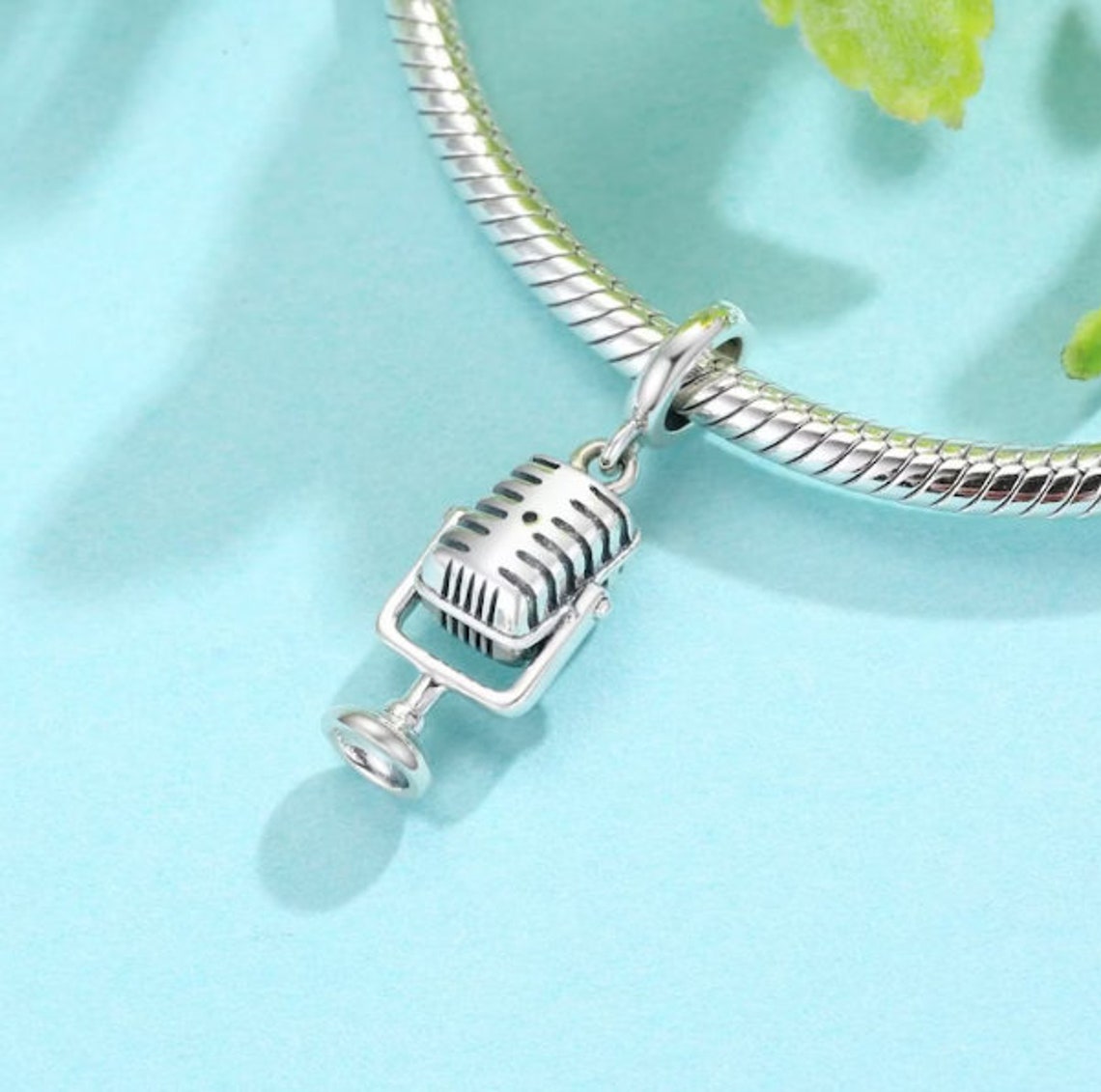 Vintage Microphone Charm 925 Sterling Silver Charm Music Etsy