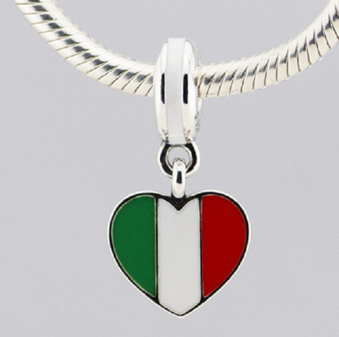 Italy Heart Flag Beads Charm 100 925 Sterling Silver Fit for Etsy