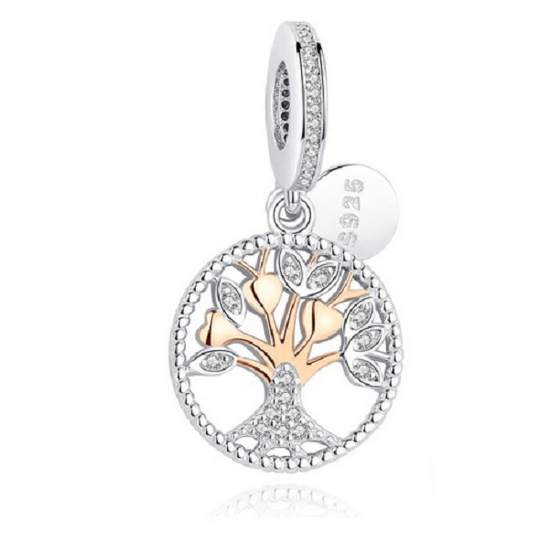 Rose Gold Family Tree of Life Heritage Charm Sterling Silver Etsy