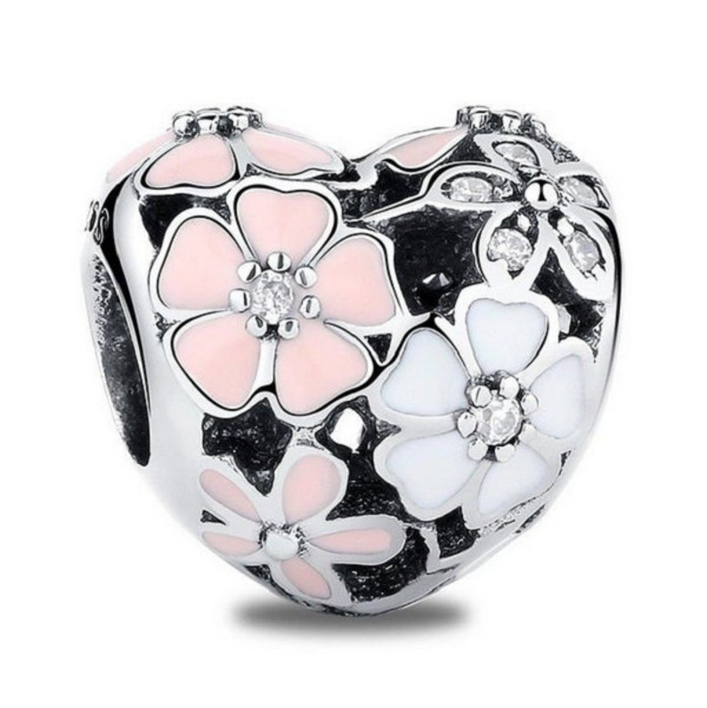 Bloom Heart Charm 100 925 Sterling Silver Poetic Blooms Fit Etsy