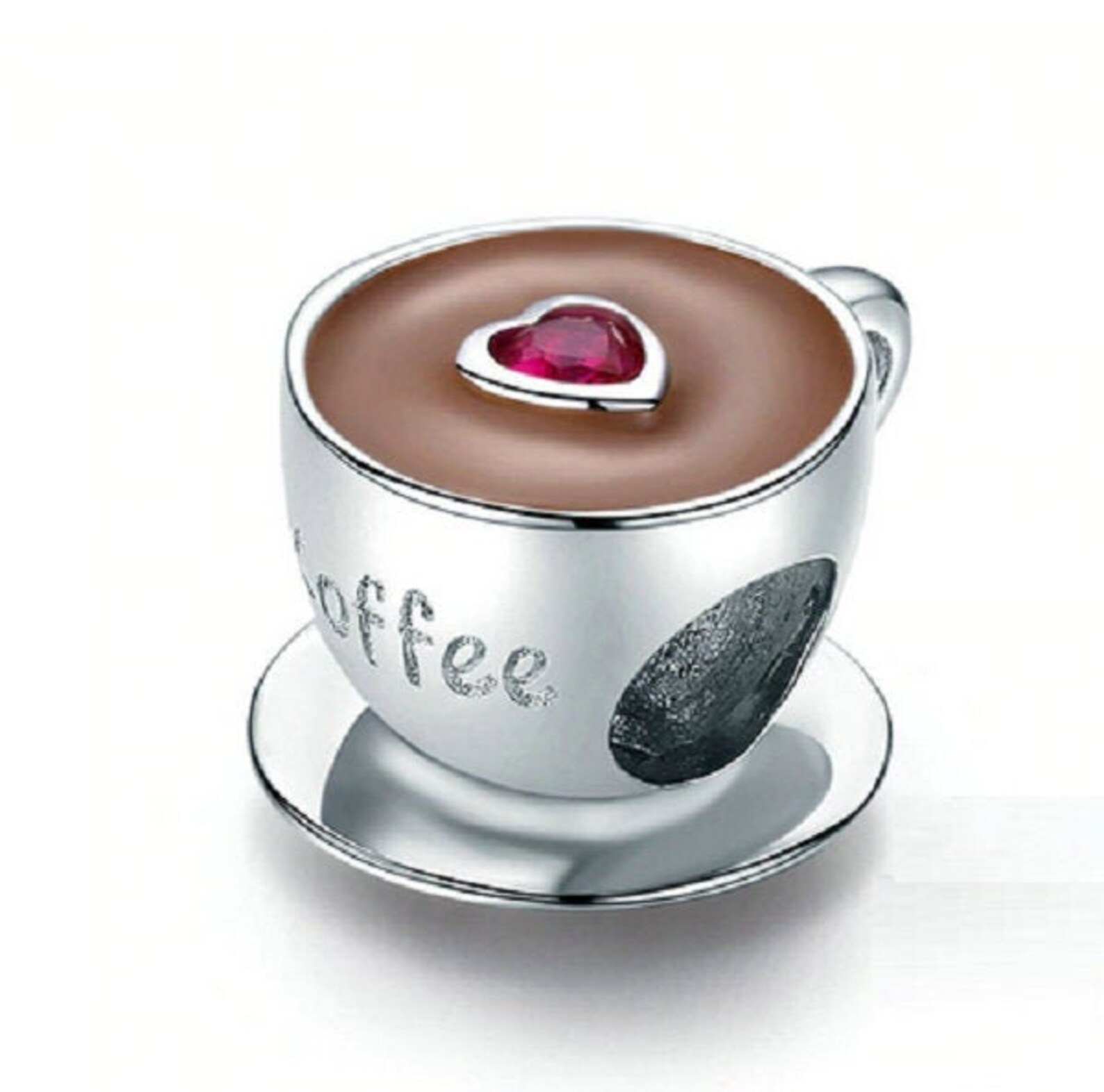 Coffee Cup Metal Beads Charm 100 925 Sterling Silver Fit for Etsy
