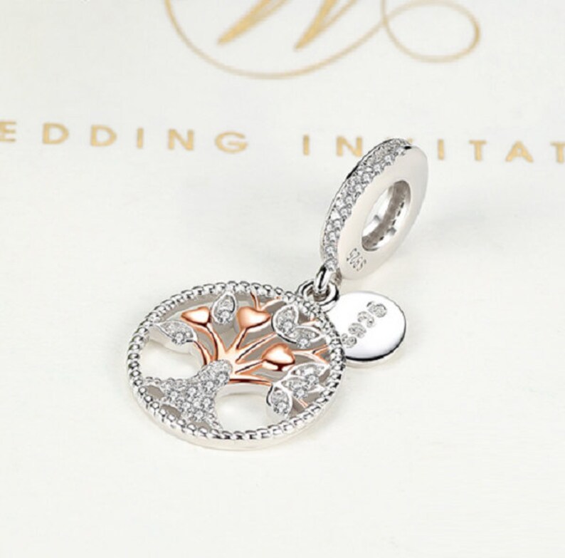 Rose Gold Family Tree of Life Heritage Charm Sterling Silver Etsy