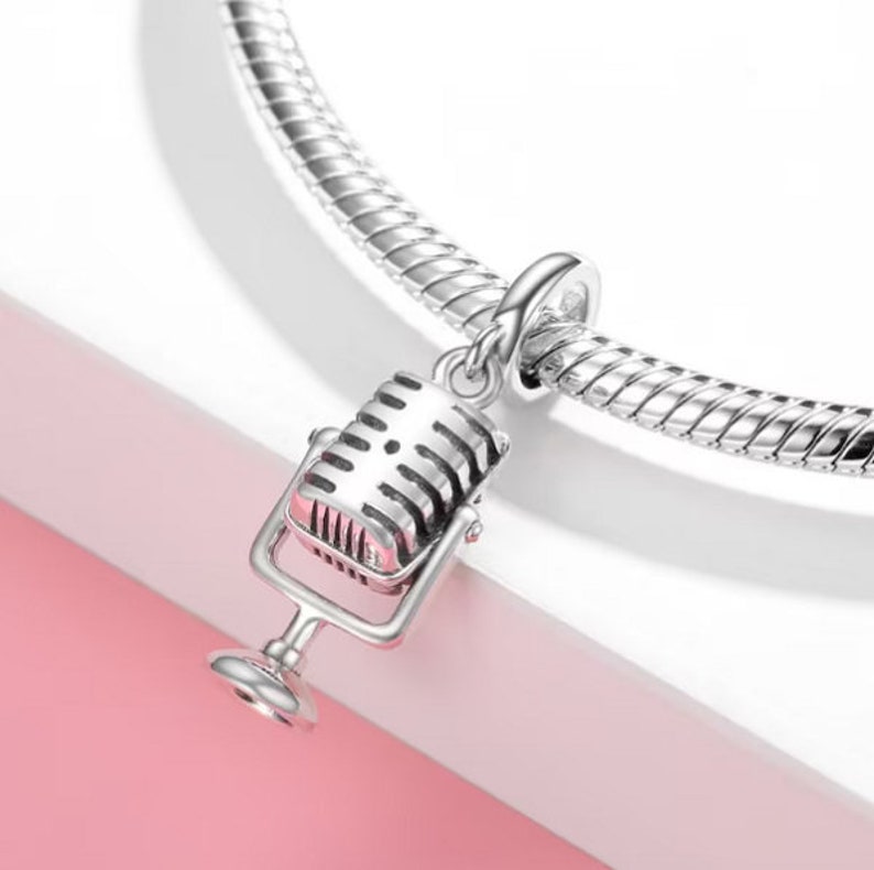 Vintage Microphone Charm 925 Sterling Silver Charm Music Etsy
