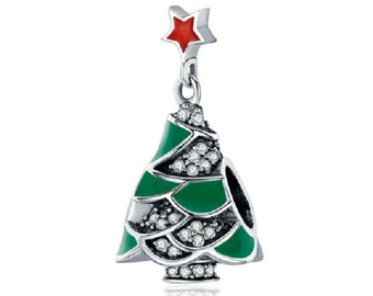 Annmors Sparkling Christmas Tree Charm for Woman-925 Sterling Silver Dangle Pendant Bead,Girl Jewelry Beads Gifts for Women Bracelet&Necklace 