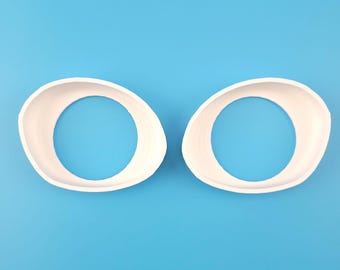 Ojos en blanco para fursuit / Ojos ovalados angulados, impresos en 3D con efecto "sígueme" / PLA blanco mate