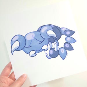 Sleeping Skorupi Pokemon Print, Bug Poison Type Fan Art, Kawaii Eepy Cozy Illustration, Anime Gamer Wall Decor, Nerd Gift
