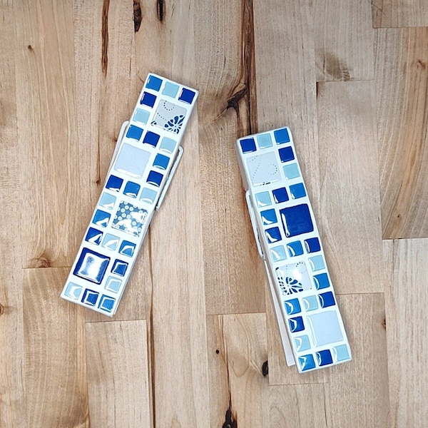 Extra Large Mosaic Tiled 6" Clothes Pins - Drill Sunk Strong N52 Magnets - Hold Photos Mail Kitchen Bathroom Hand Towels - Makes Great Gifts