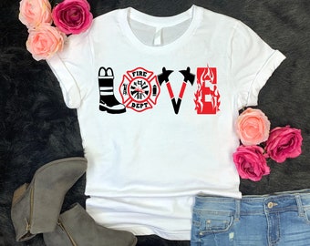 Love Firefighter - Wife Girlfriend Child Son Daughter Tshirt - Thin Red Line T-shirt - Fire Fighters Support - First Responder Family Member