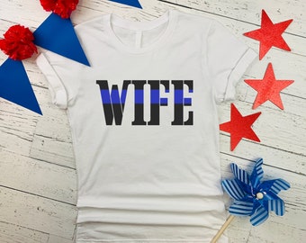 Police Girlfriend Wife Child,Custom Text - Son Daughter Parent t-shirt - Protect and Serve, Civil Servant Love, Thin Blue Line