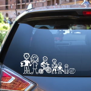 My Stick Figure Family - Girls - Boys - Babies - Decals - Car Window Vinyl Bumper - Build your family - Huge Selection - Customizable