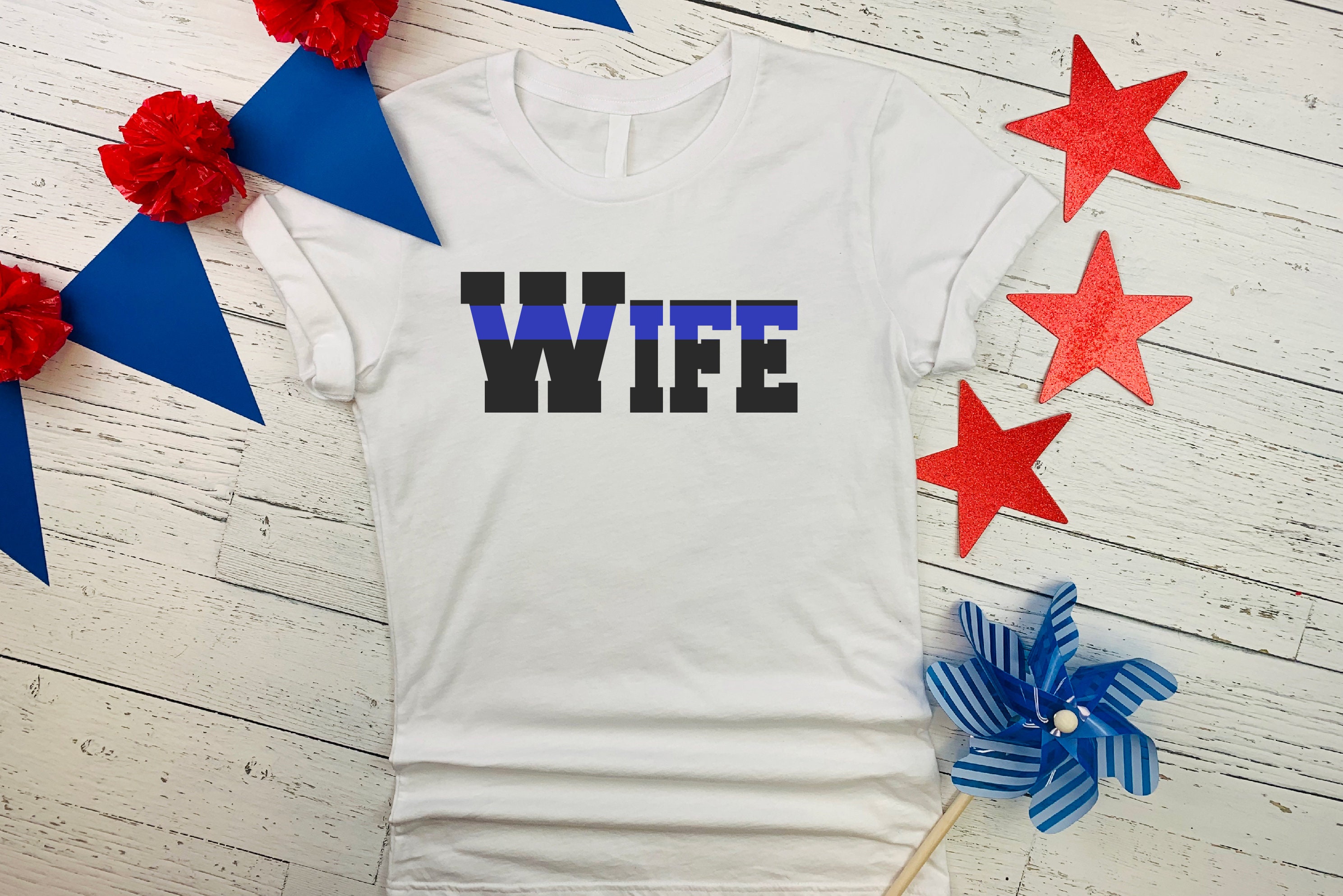Love Police Wife / Girlfriend - Shield T-shirt - Thin Blue Line - Protect and Serve - Civil Servant Love