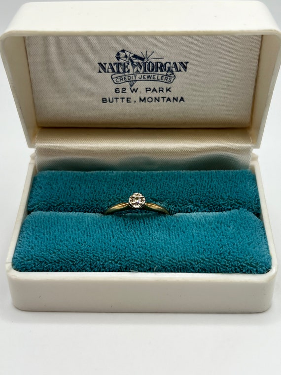 Petite 14K Solitaire Engagement Ring Mid-Century - image 1