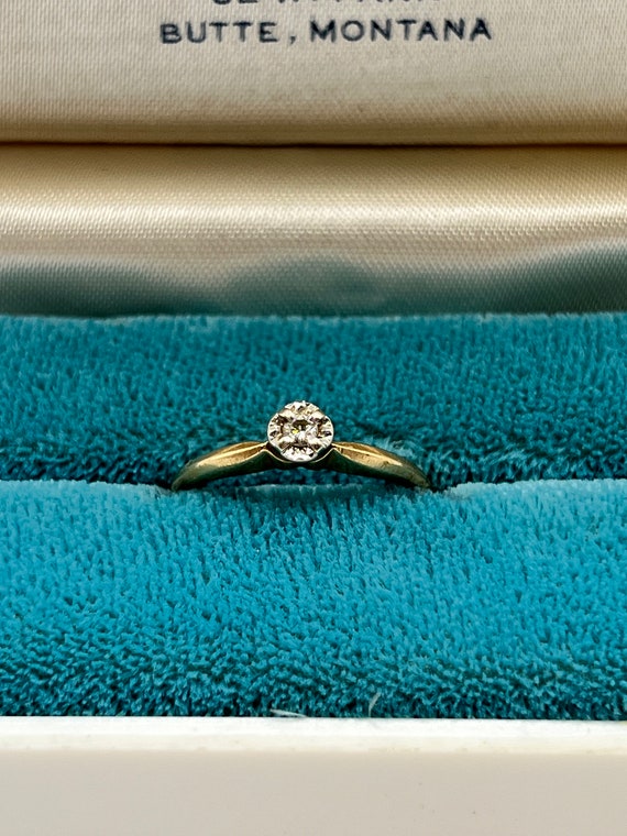 Petite 14K Solitaire Engagement Ring Mid-Century - image 2