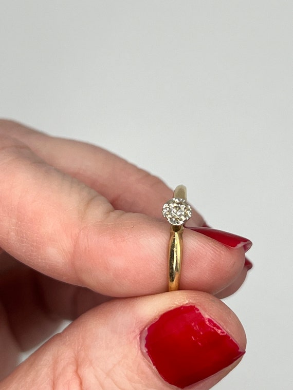 Petite 14K Solitaire Engagement Ring Mid-Century - image 4