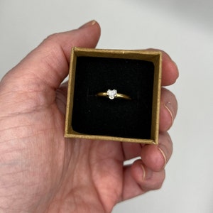 Vintage Diamond Solitaire Ring — Heart Shaped 1/4 Carat— 14K Yellow Gold