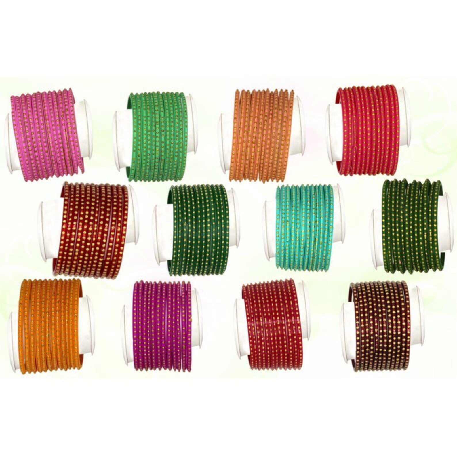 Indian Glass Bangles Set Dot Pattern Bollywood Style Wedding Etsy