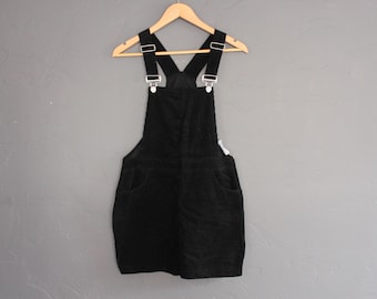 Black corduroy overall mini dress (Size S)