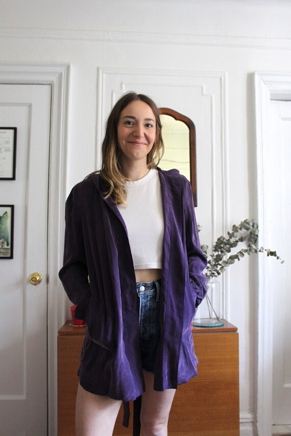 Vintage purple suede hooded jacket