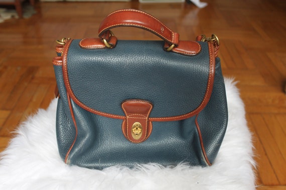 Coach blue and brown leather shoulder bag