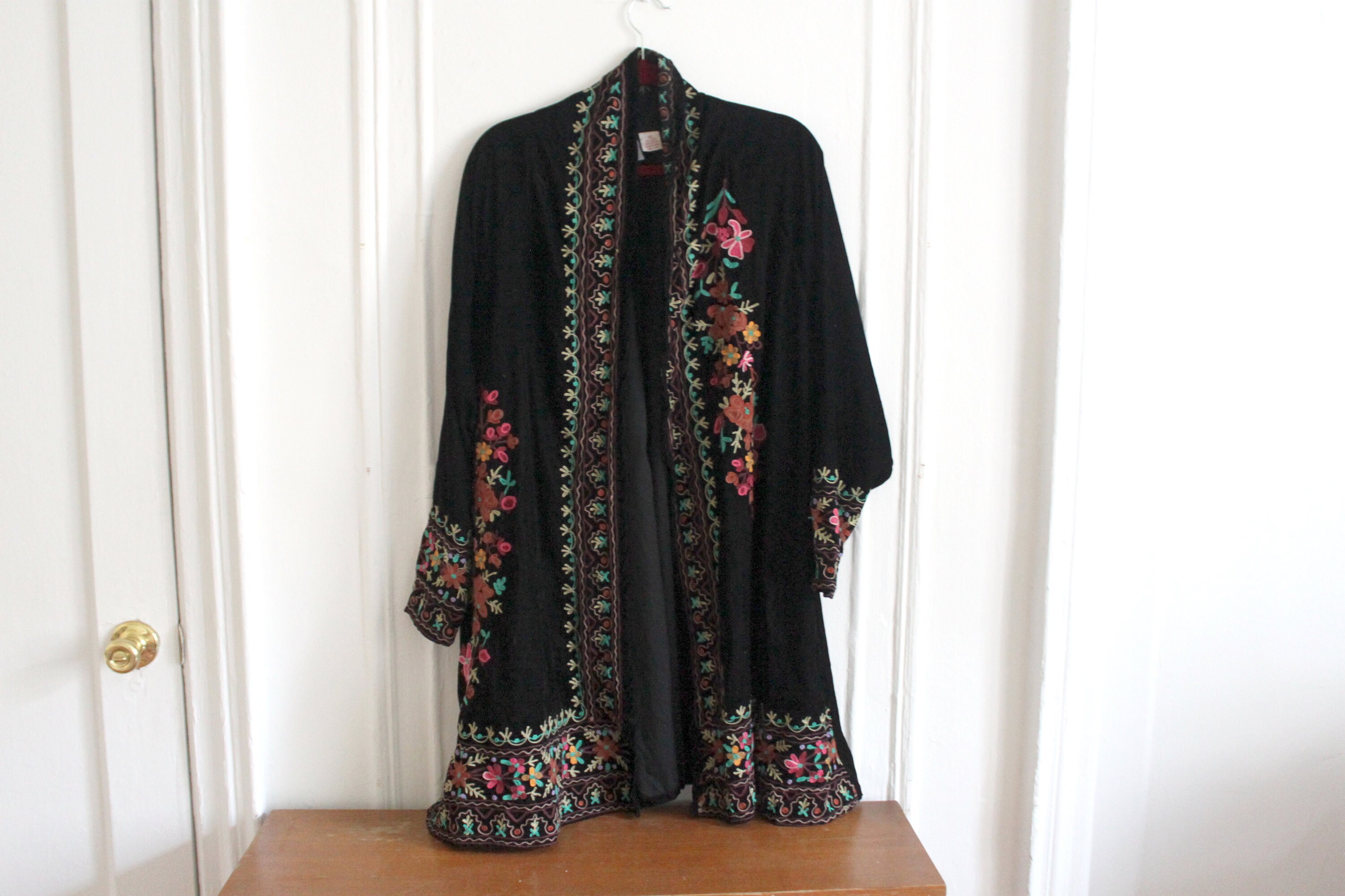 Vintage Embroidered Velvet Kimono - Etsy