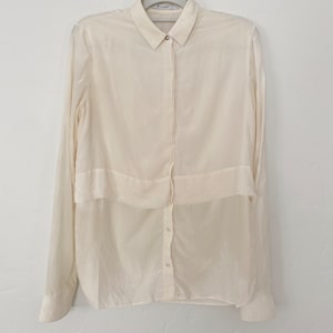 White silk button down blouse