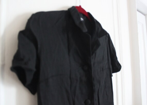 Black linen button mini dress - image 8