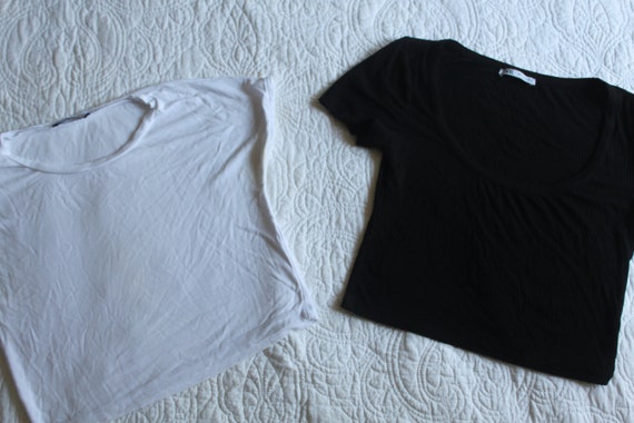 Pair of Zara Basics crop tops