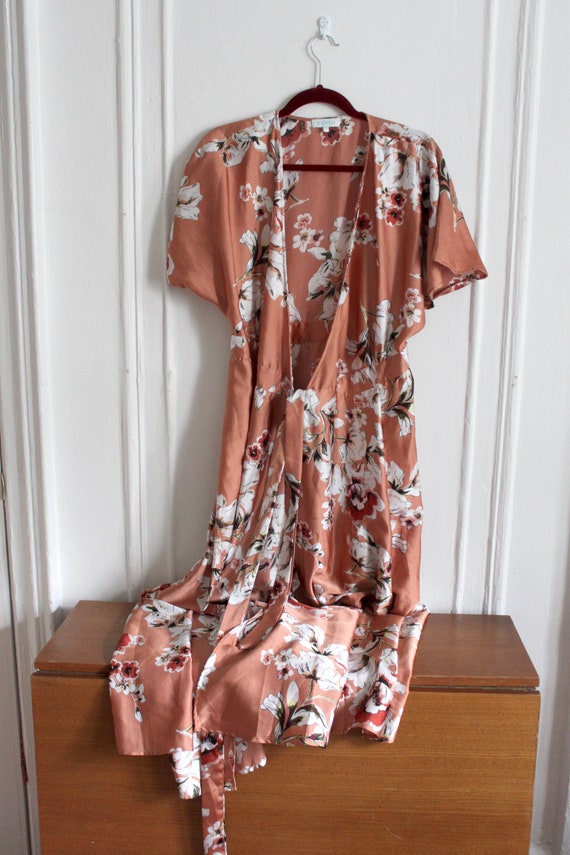 Peach floral maxi wrap dress