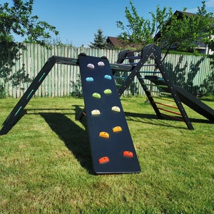 Large Climbing Equipment with Climbing Wall, Slide and Blackboard