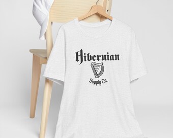 Hibernian Supply Co, Irish Harp T-Shirt, , St. Patrick's Day Shirt, Irish Heritage Gift, Gaelic Pride Clothing, Celtic Harp, Irish Standard