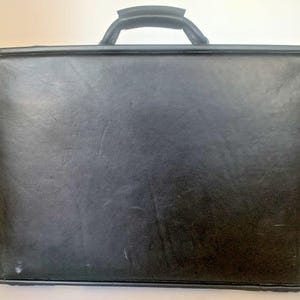 Vintage Hartmann Luggage Natural Belting Leather 18" Briefcase Made in USA Black