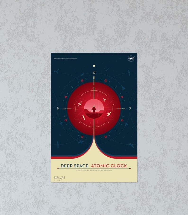 NASA Deep Space Atomic Clock Poster – Retro JPL Science Art, Mid ...