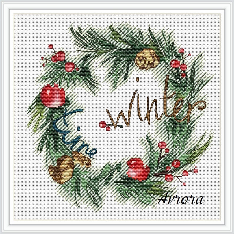 Cross Stitch Pattern Winter Wreath Instant Download PDF Etsy