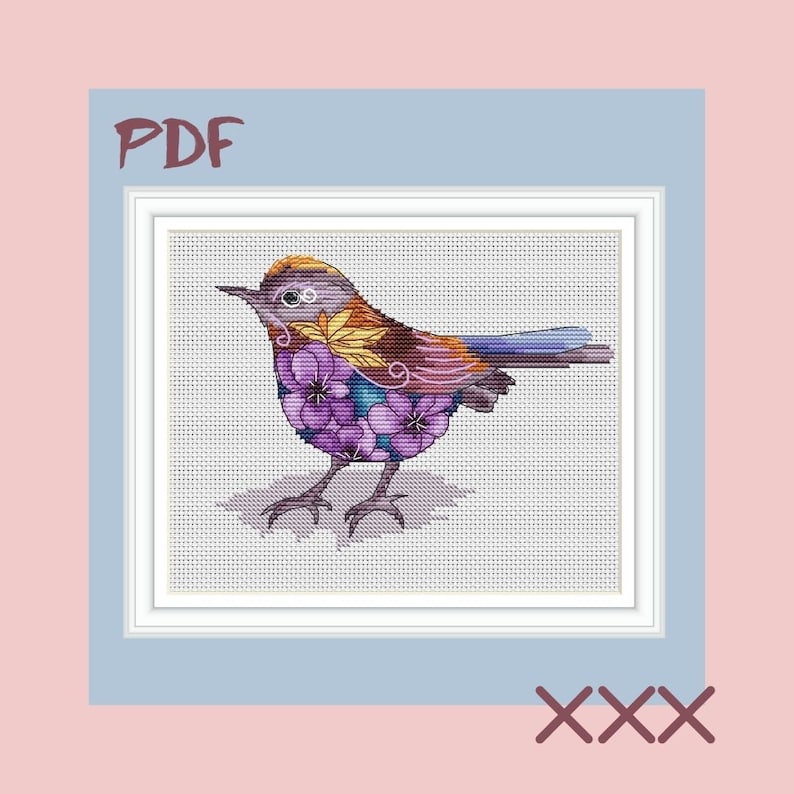 Cross stitch Pattern Blue bird Instant Download PDF Embroidery | Etsy