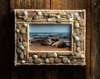 Framed wall art, sea frame, eco interior, handmade frame, gift for nature lover, sea shells home decor, baltic sea, nature photography
