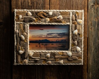 Framed wall art, sea frame, eco interior, handmade frame, gift for nature lover, sea shells home decor, baltic sea, nature photography