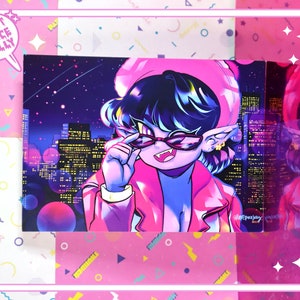 5x7 Vampire city pop vaporwave mini print