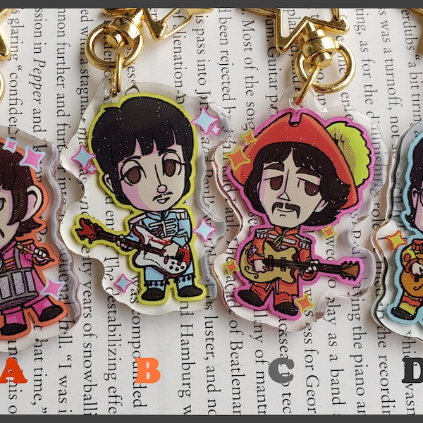 Beatles chibi charms Double sided with glitter epoxy finish