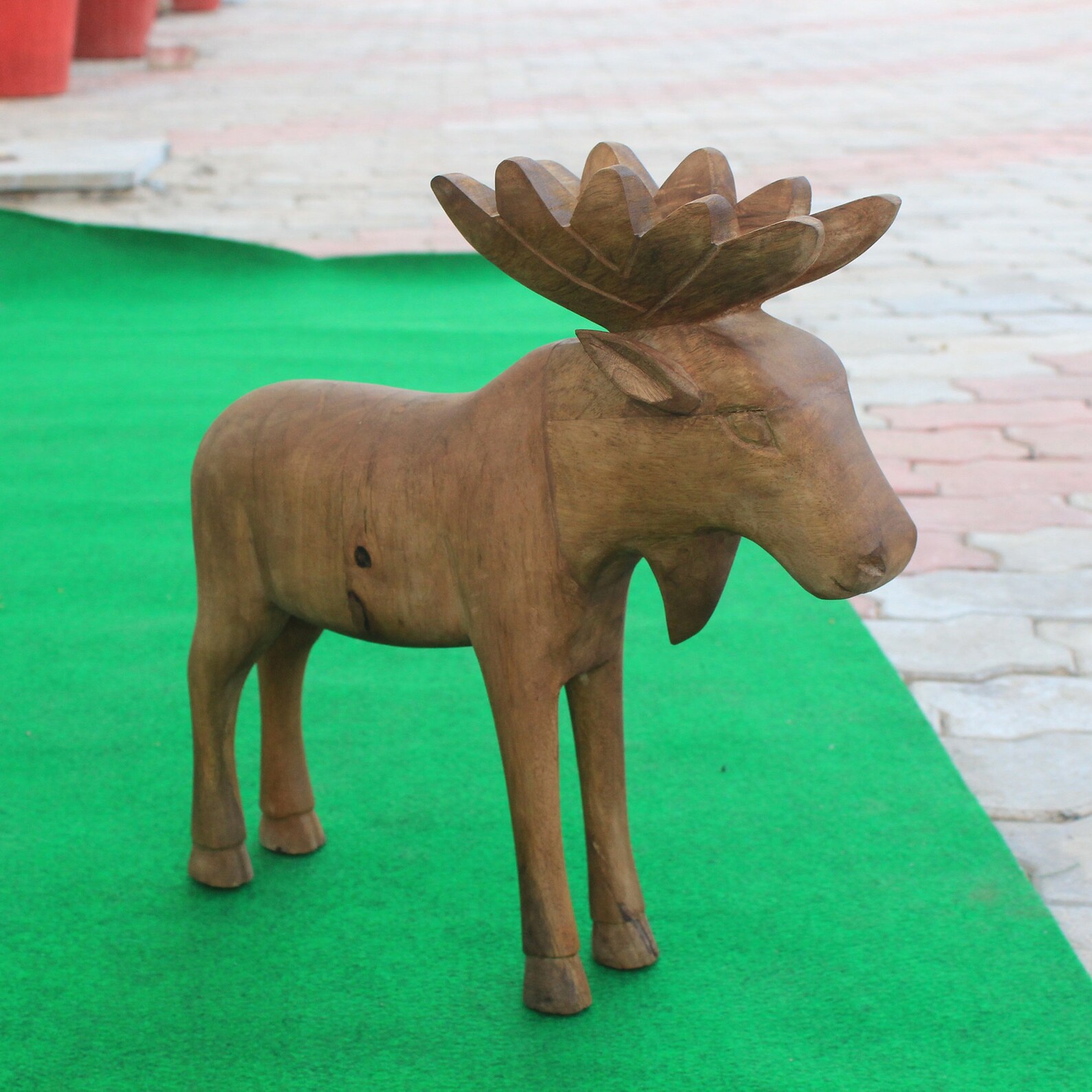 Vintage Rustic Solid Wood Moose Figurine Set of Two Etsy