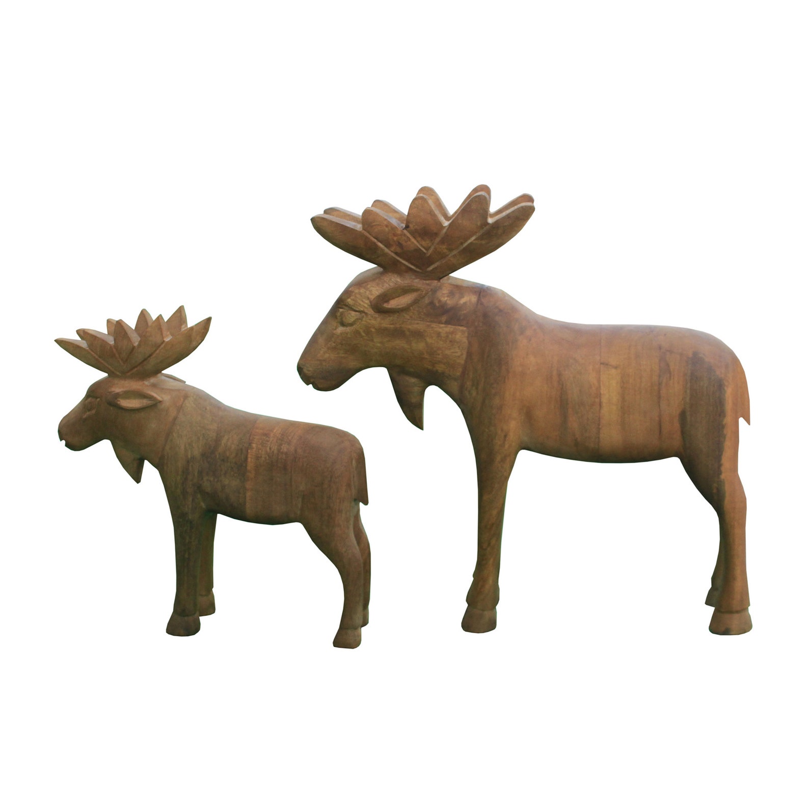 Vintage Rustic Solid Wood Moose Figurine Set of Two Etsy